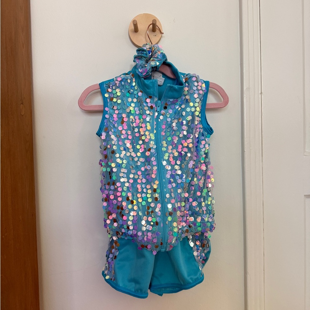 Girls Weissman 4T dance costume blue sequins